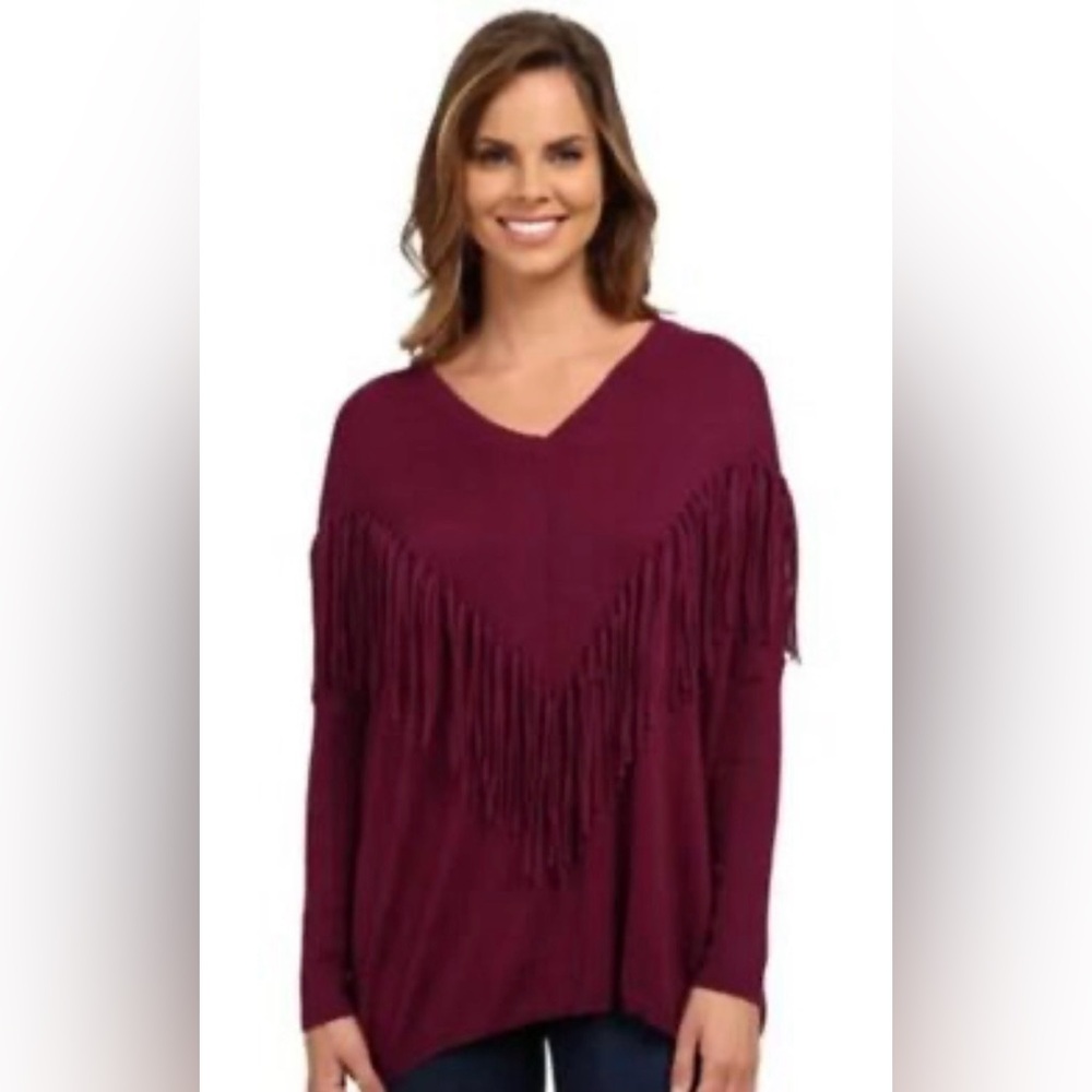 DKNY New with tags Dolman Sleeve Fringe V-Neck Sweater Women’s size 2XL
